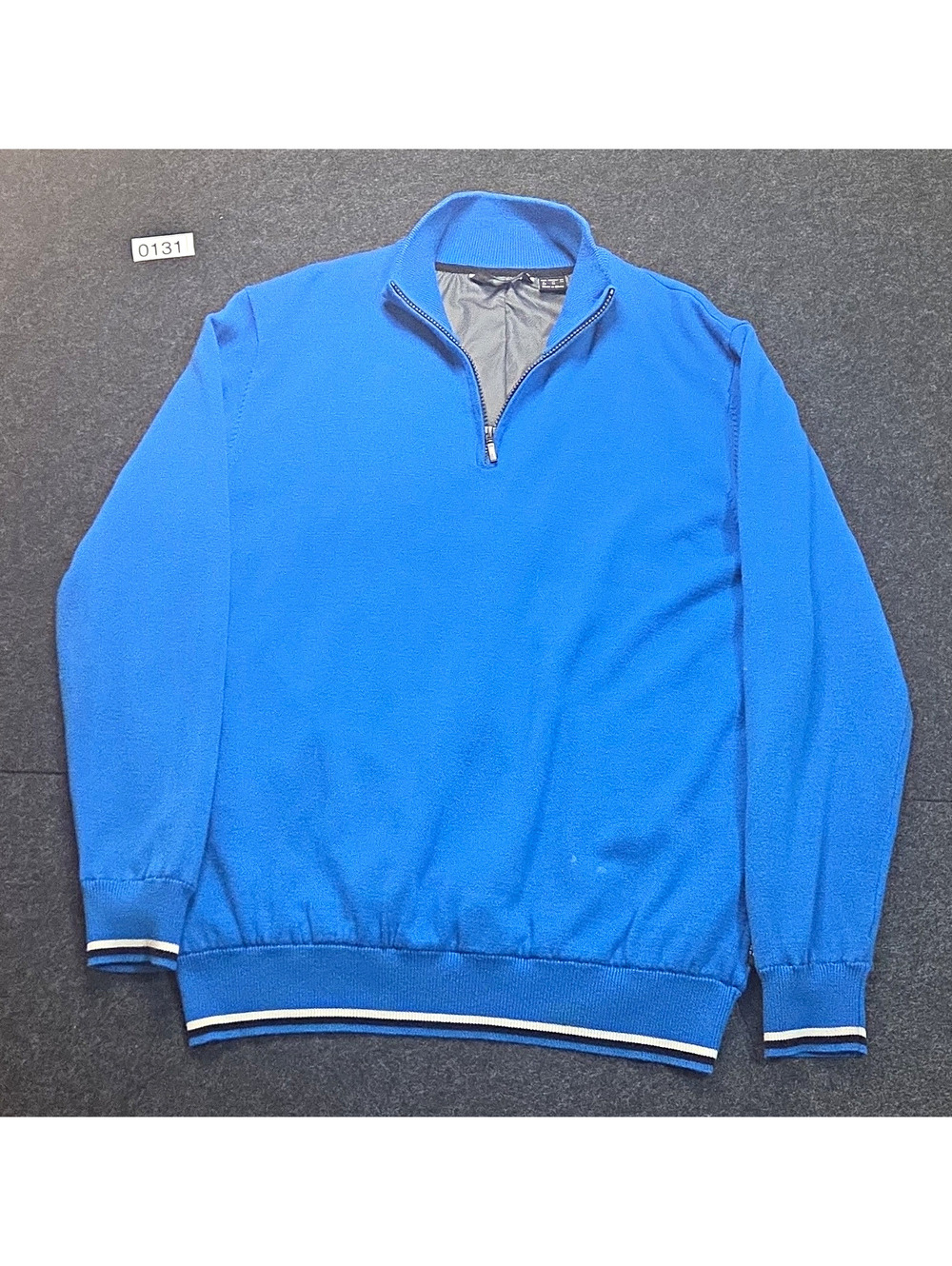 Abacus Men's Blue Solid Knit 1/4 Zip Mock Neck Pullover Sweater Size M